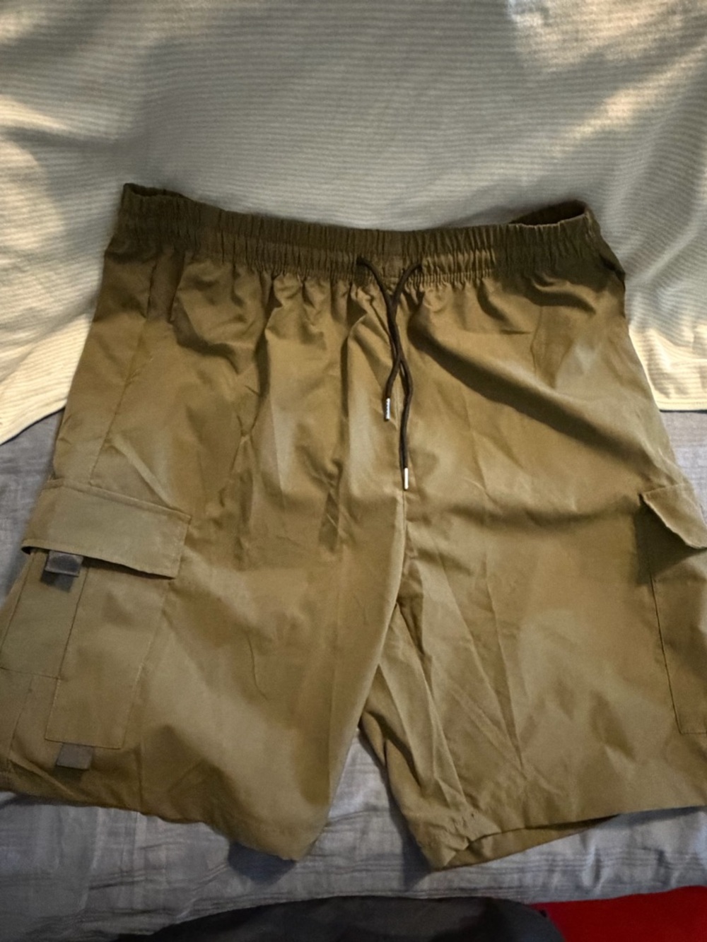 Men's Olive Cargo Drawstring Shorts